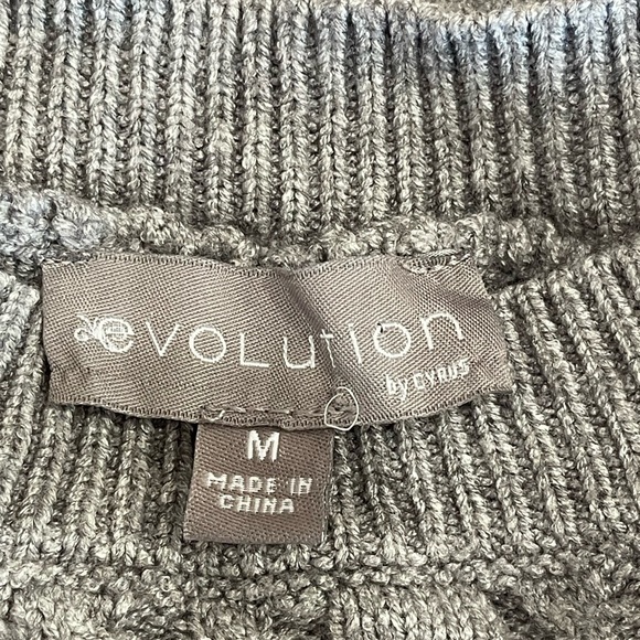 Evolution by Cyrus gray cable knit sweater cozy winter casual business size M - Picture 6 of 10